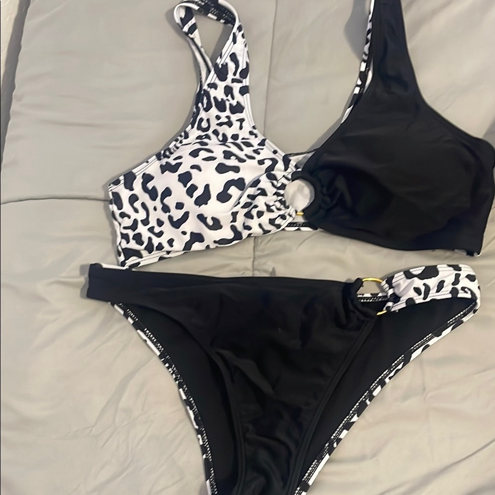 Black and White Animal Print Bikini